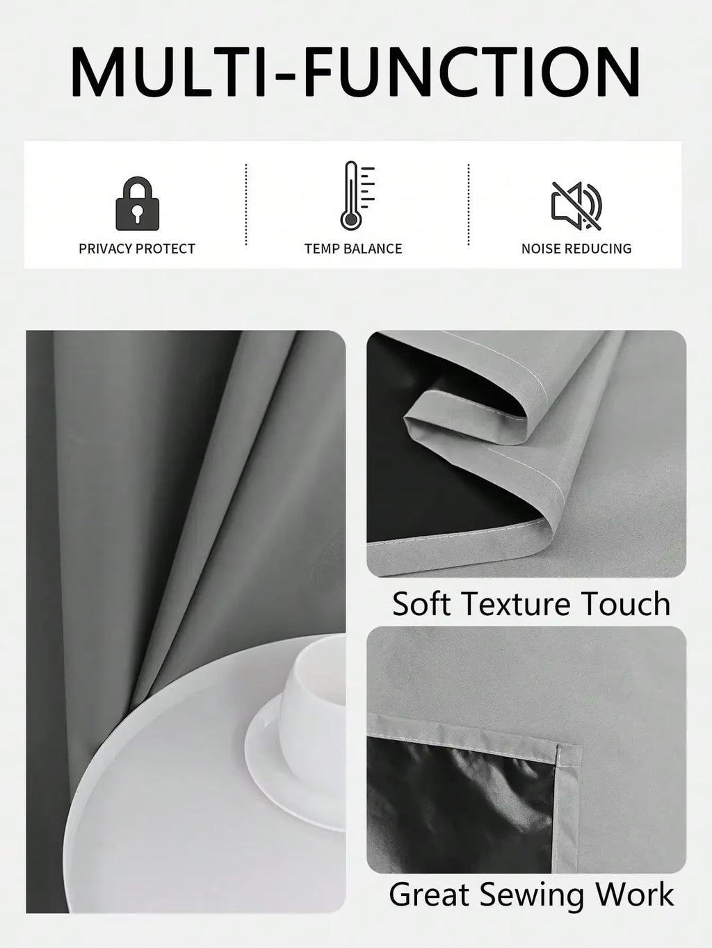 1Panel Solid 100% Blackout Curtains with Grommets, Total Privacy Drapes for Bedroom, Living Room, Home Decor,Lightweight Curtain