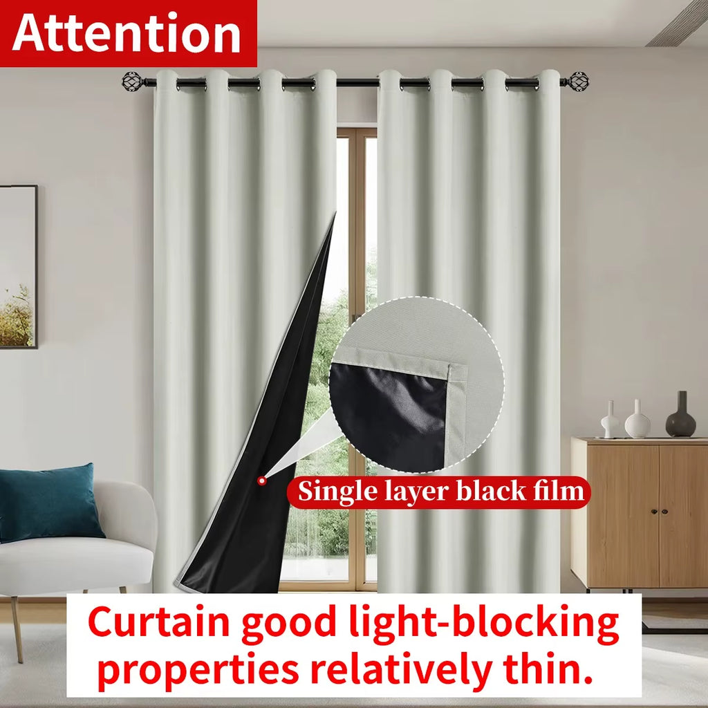 1Panel Solid 100% Blackout Curtains with Grommets, Total Privacy Drapes for Bedroom, Living Room, Home Decor,Lightweight Curtain