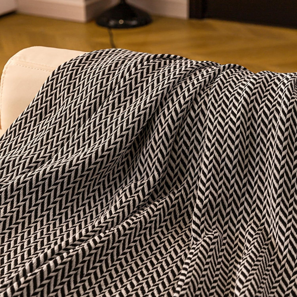 Premium Cotton Light Weight Boho Throw Blanket 50”X60” Gray Black and off White for Bed Chair Couch Farmhouse Turkish Throws for Sofa Bedroom Outdoor Fall Throw Blanket Yoga Blanket