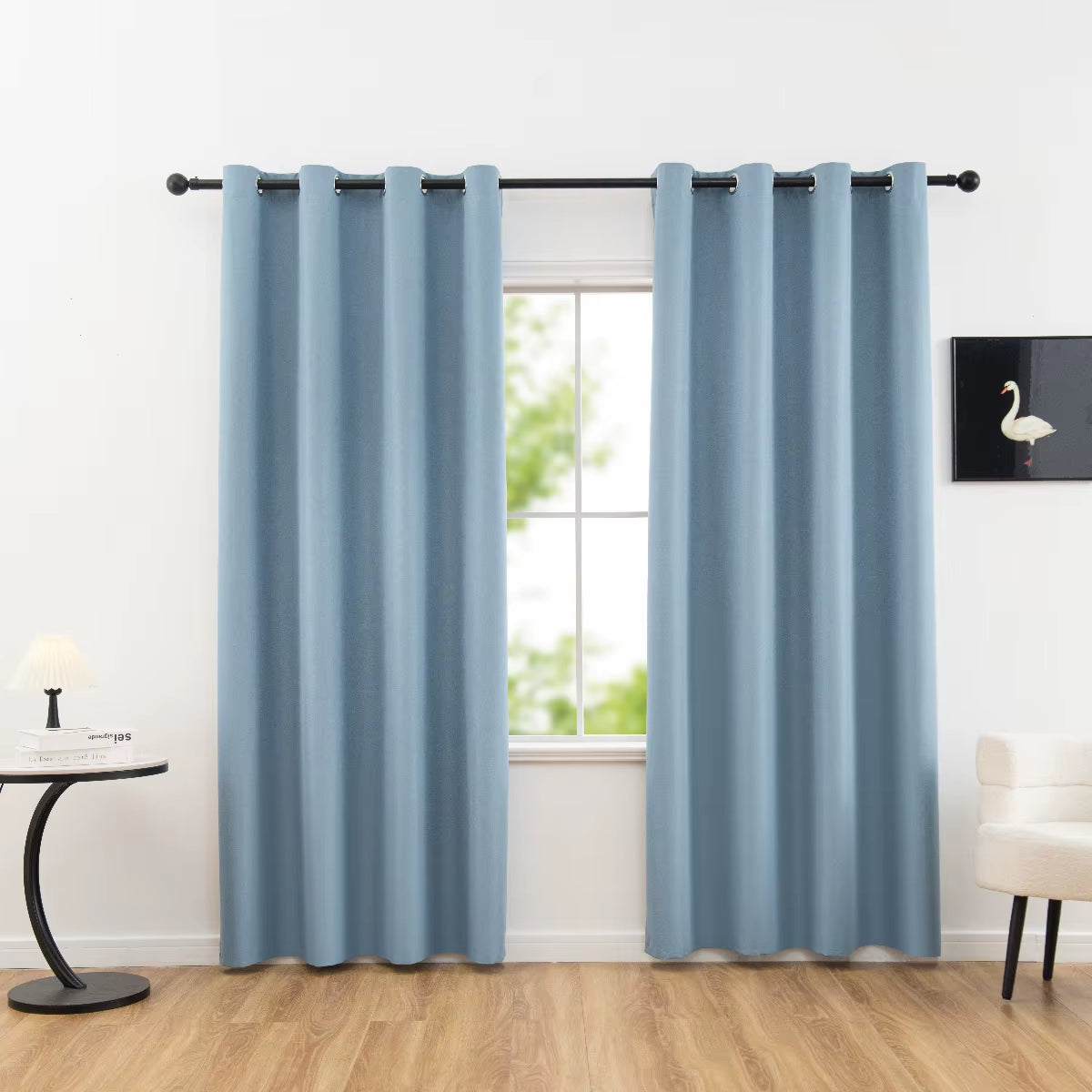 1Panel Solid 100% Blackout Curtains with Grommets, Total Privacy Drapes for Bedroom, Living Room, Home Decor,Lightweight Curtain