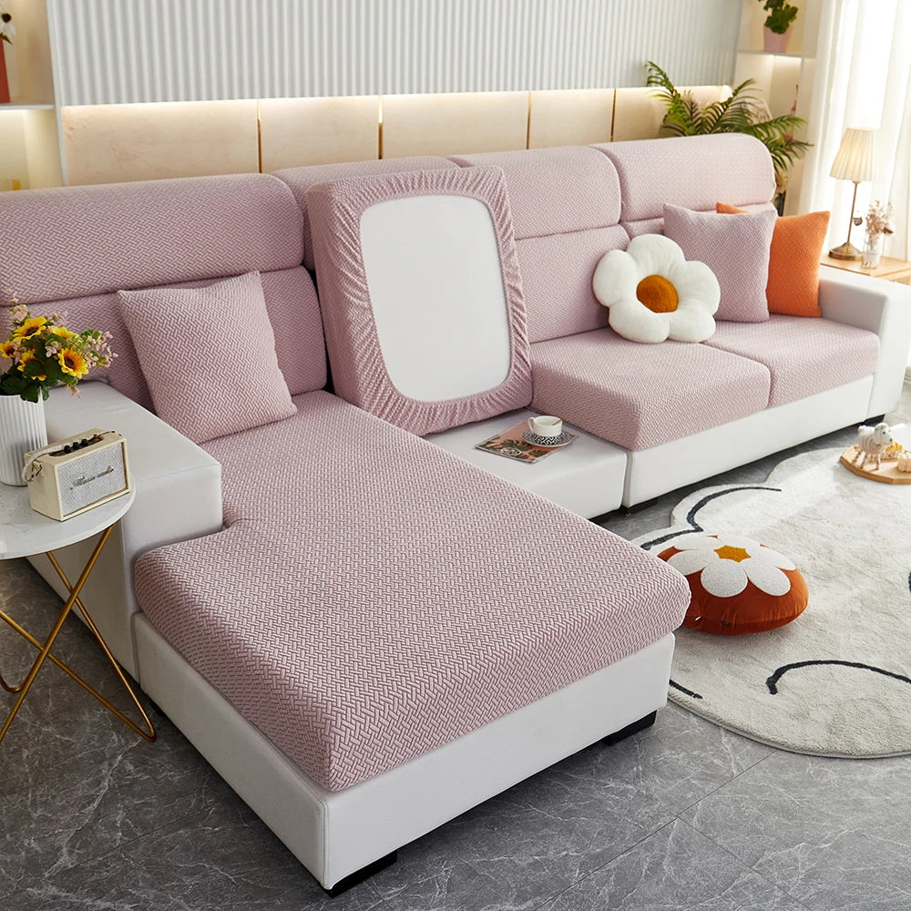1Pc Jacquard Sofa Slipcover Twill Pattern Elastic Sofa Covers Furniture Protector for Bedroom Office Living Room Home Decor