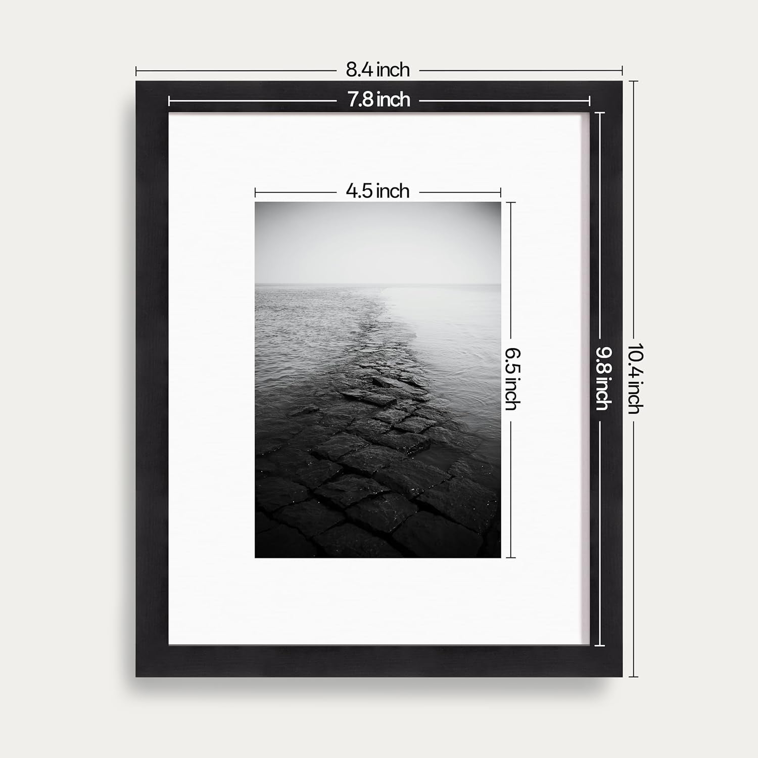 Solid Wood Picture Frame with Real Glass Cover, Wooden Wall Gallery Frame Display Photo 5X7 with Mat or 8X10 without Mat for Home Decor, 4 Pack, Black