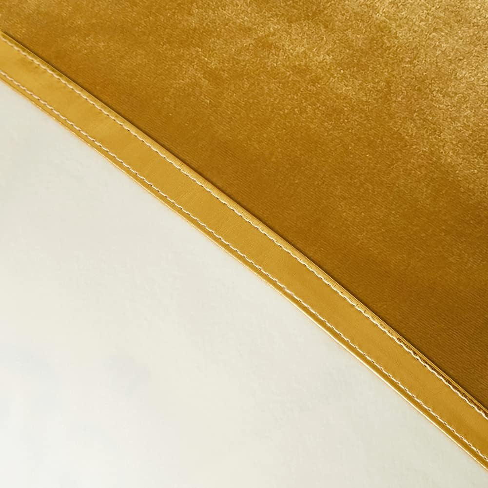 2 Pack Gold Euro Decorative Throw Pillow Covers 26X26 Inch for Living Room Couch Bed, Velvet Patchwork with Gold Leather, Luxury Home Decor Square Cushion Case 66X66 Cm