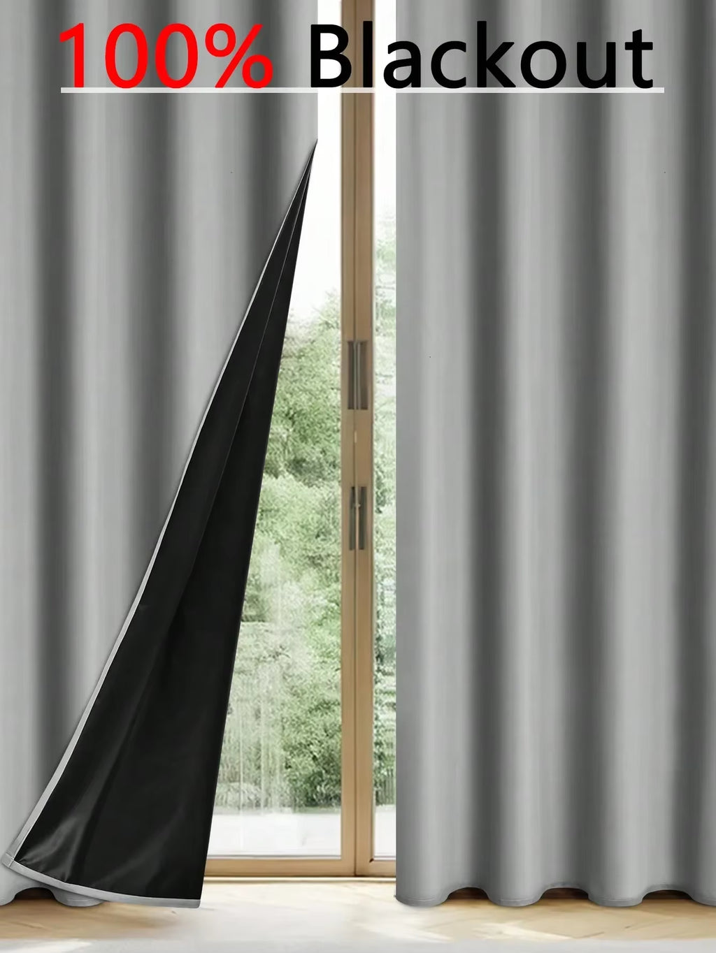 1Panel Solid 100% Blackout Curtains with Grommets, Total Privacy Drapes for Bedroom, Living Room, Home Decor,Lightweight Curtain