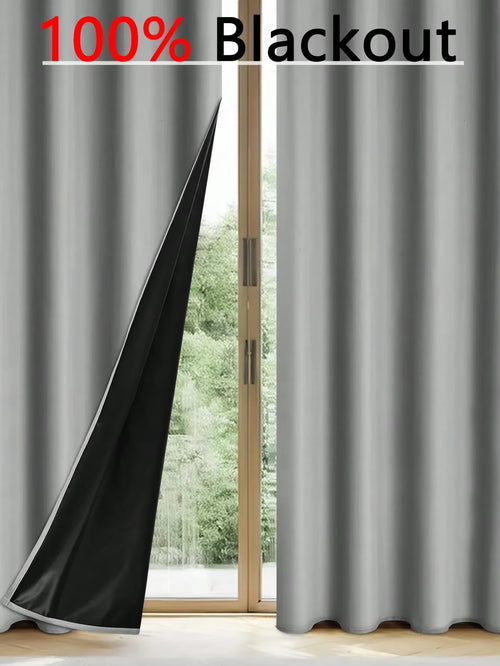 1Panel Solid 100% Blackout Curtains with Grommets, Total Privacy Drapes for Bedroom, Living Room, Home Decor,Lightweight Curtain