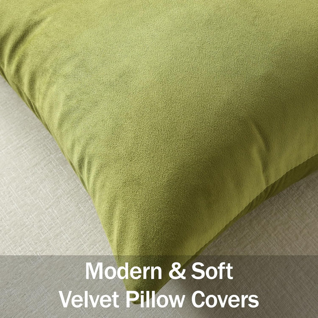 Throw Pillow Covers 22X22 Chartreuse: Pack of 2 Cozy Soft Velvet Square Modern Luxury Decorative Throw Pillow Cases for Sofa Couch Living Room Bed Home Decor
