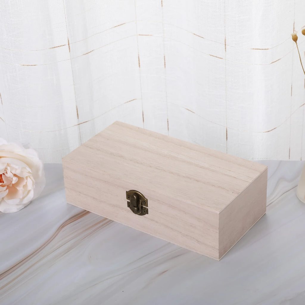 Retro Rectangular Wooden Storage Box Clamshell Desktop Organizer Jewelry Gift Box for Home Decor