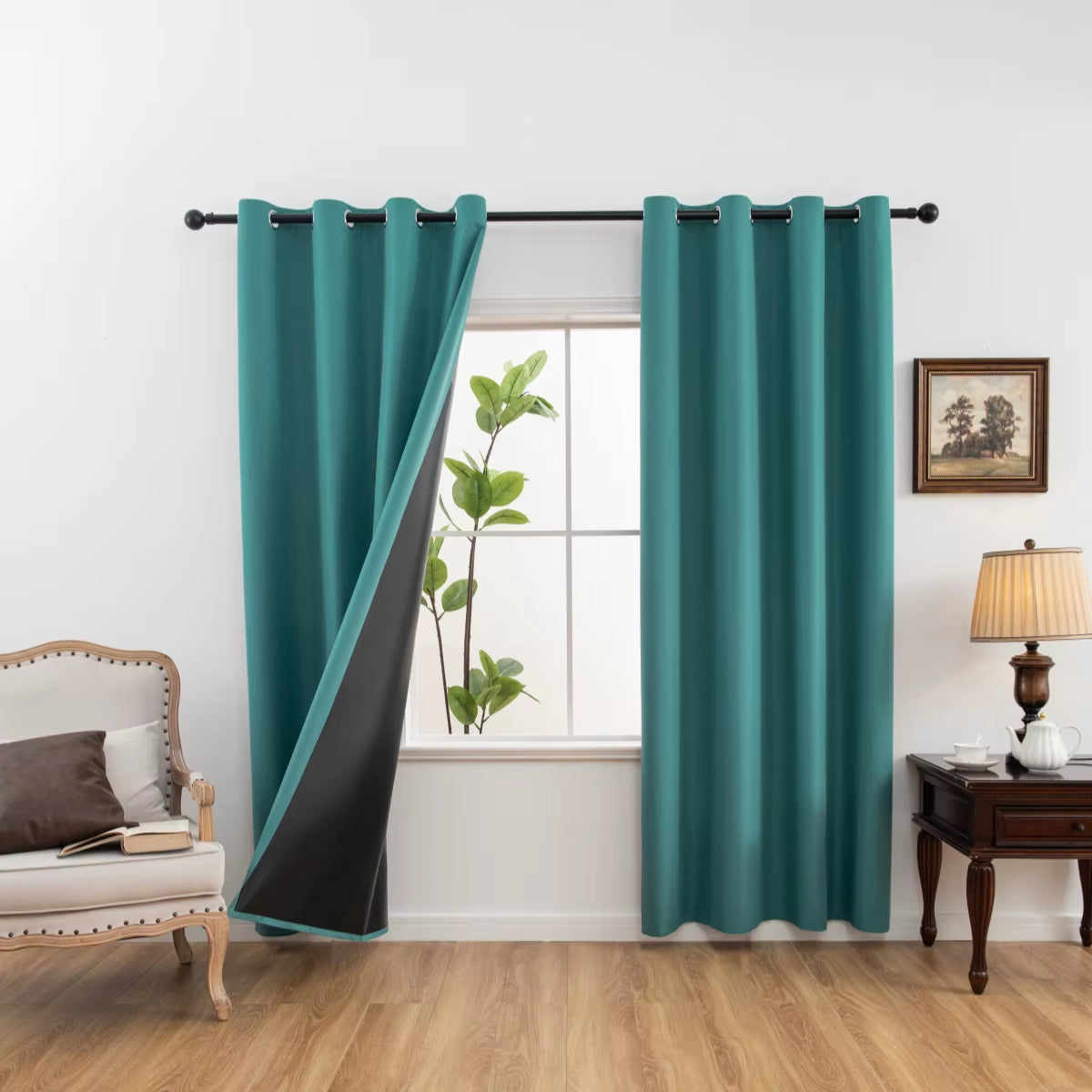 1Panel Solid 100% Blackout Curtains with Grommets, Total Privacy Drapes for Bedroom, Living Room, Home Decor,Lightweight Curtain