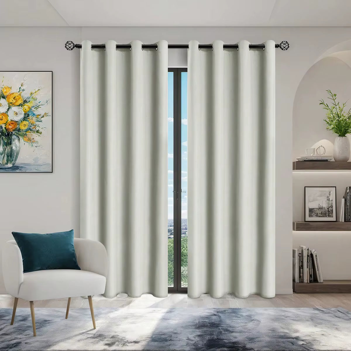 1Panel Solid 100% Blackout Curtains with Grommets, Total Privacy Drapes for Bedroom, Living Room, Home Decor,Lightweight Curtain