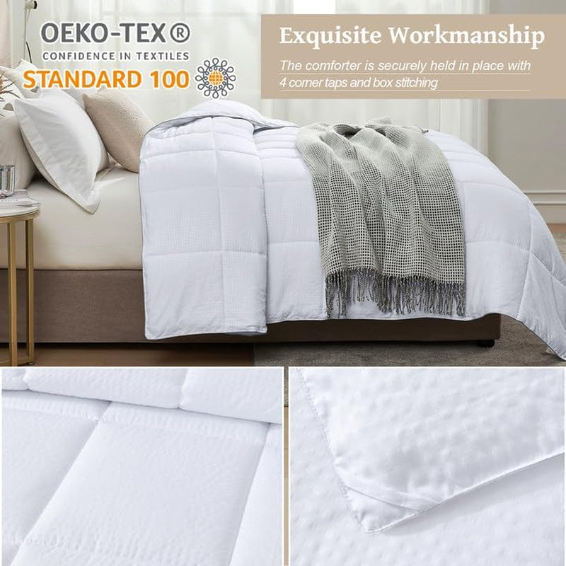 California King Comforter - White Duvet Insert down Alternative Bed Comforter, Lightweight Bedding Comforters Cal King Size Quilted Soft All Season White Square Embossed