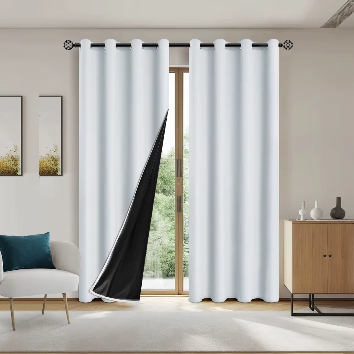 1Panel Solid 100% Blackout Curtains with Grommets, Total Privacy Drapes for Bedroom, Living Room, Home Decor,Lightweight Curtain