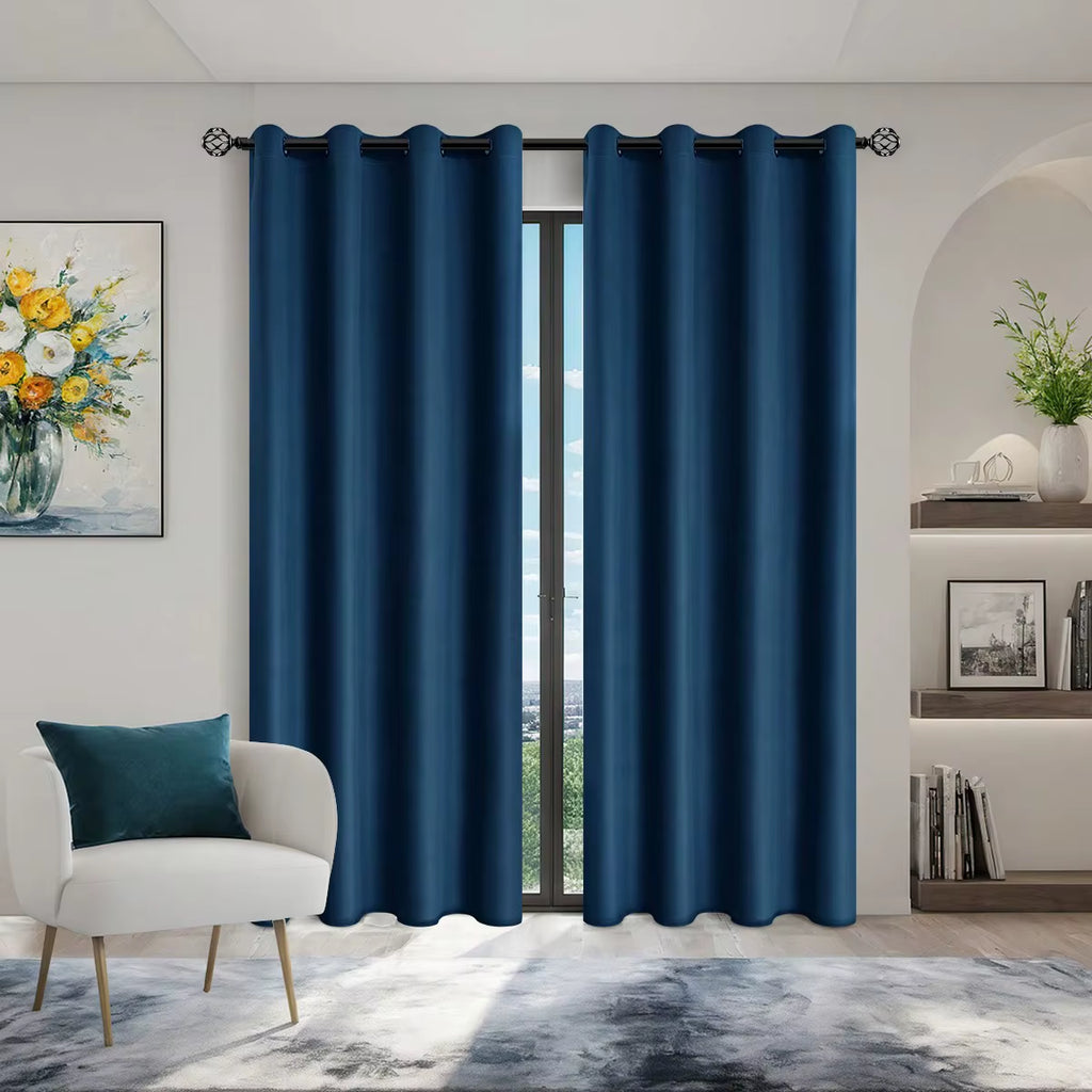 1Panel Solid 100% Blackout Curtains with Grommets, Total Privacy Drapes for Bedroom, Living Room, Home Decor,Lightweight Curtain