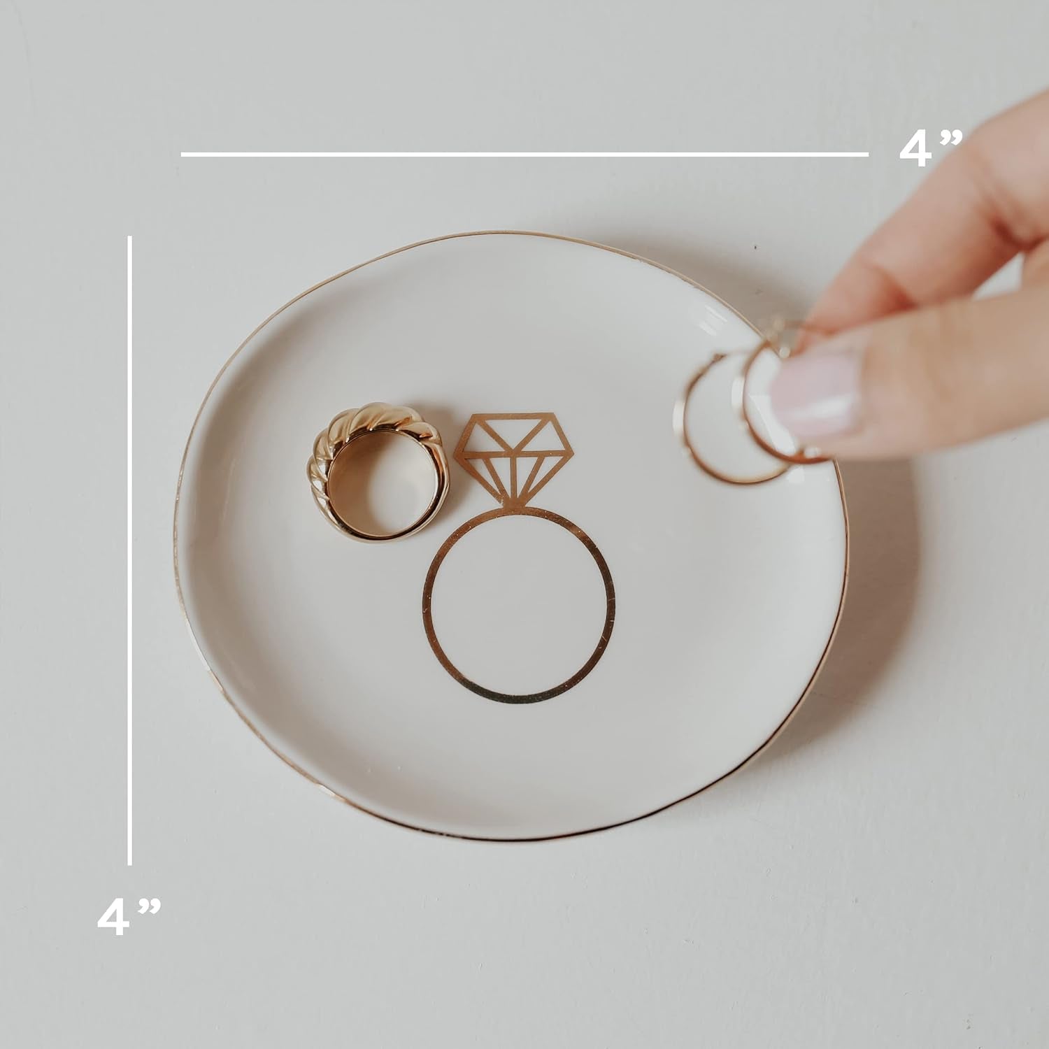 Ring Jewelry Dish Tray | Great for Her Engagement Engaged Ring Dish Holder Bride Ring Holder Gold Ceramic Trinket Tray Wedding Accessories