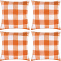 Set of 4 Fall Pillow Covers 20X20, Buffalo Check Plaid Orange Pillow Covers Outdoor Fall Decor for Home Farmhouse Throw Pillows Linen Cushion Covers for Couch Autumn Thanksgiving Decoration