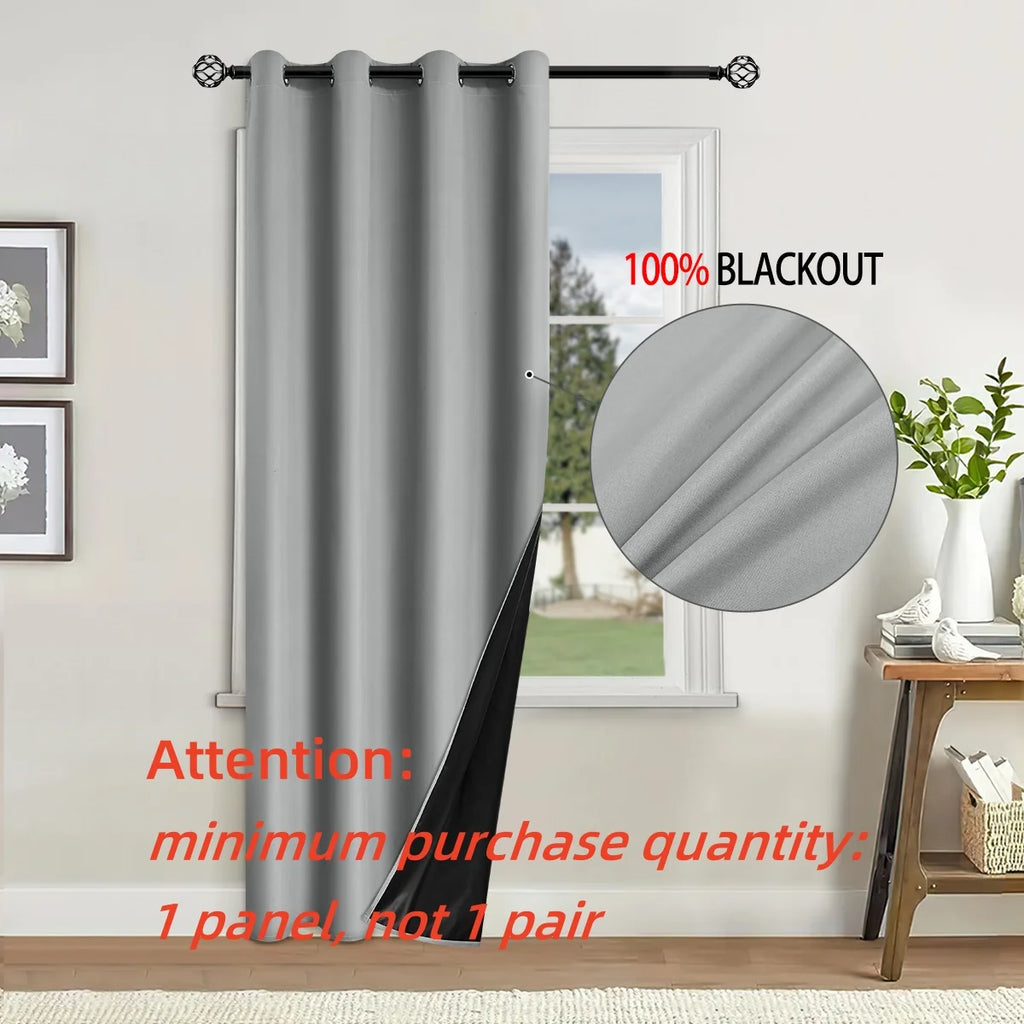 1Panel Solid 100% Blackout Curtains with Grommets, Total Privacy Drapes for Bedroom, Living Room, Home Decor,Lightweight Curtain