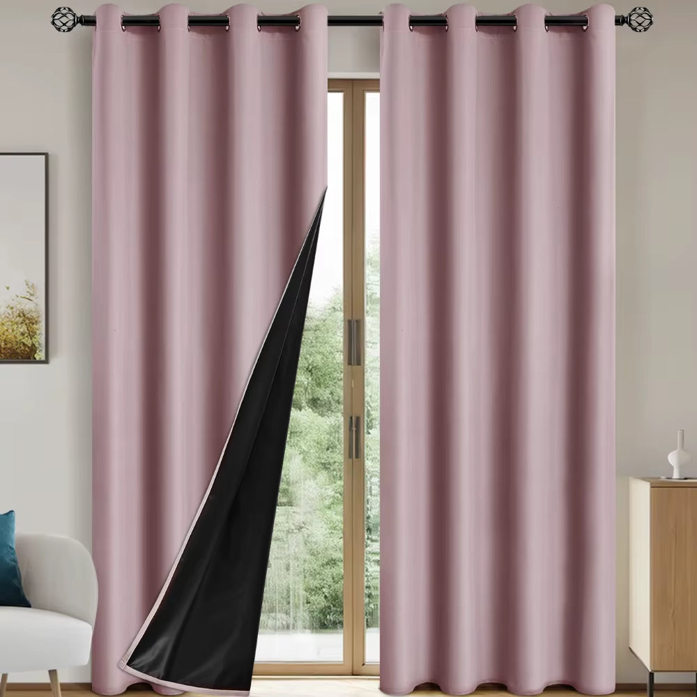1Panel Solid 100% Blackout Curtains with Grommets, Total Privacy Drapes for Bedroom, Living Room, Home Decor,Lightweight Curtain